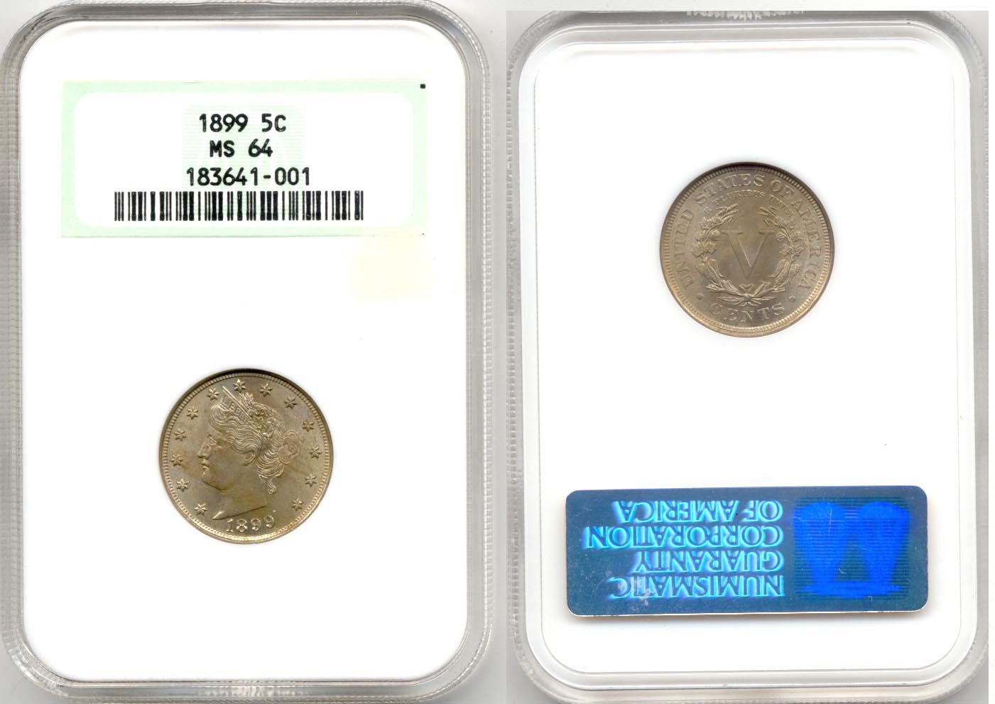 Alaska Coin Exchange Presents The 1899 Liberty Nickel NGC MS-64