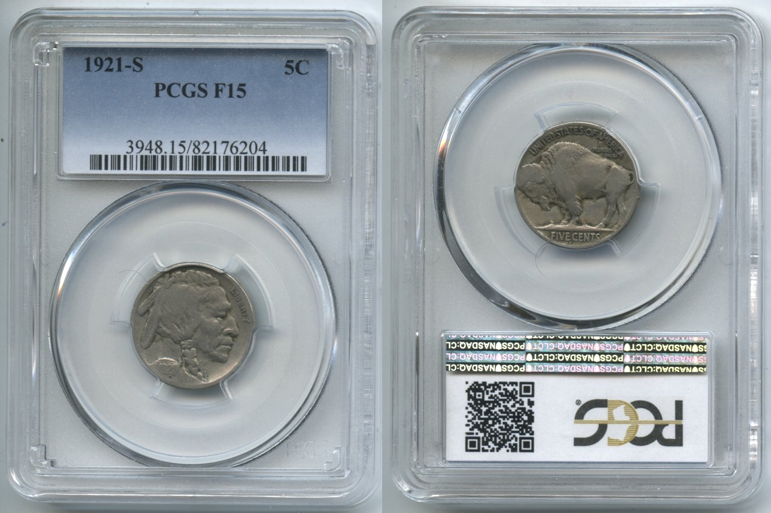 1921-S Buffalo Nickel PCGS Fine-15