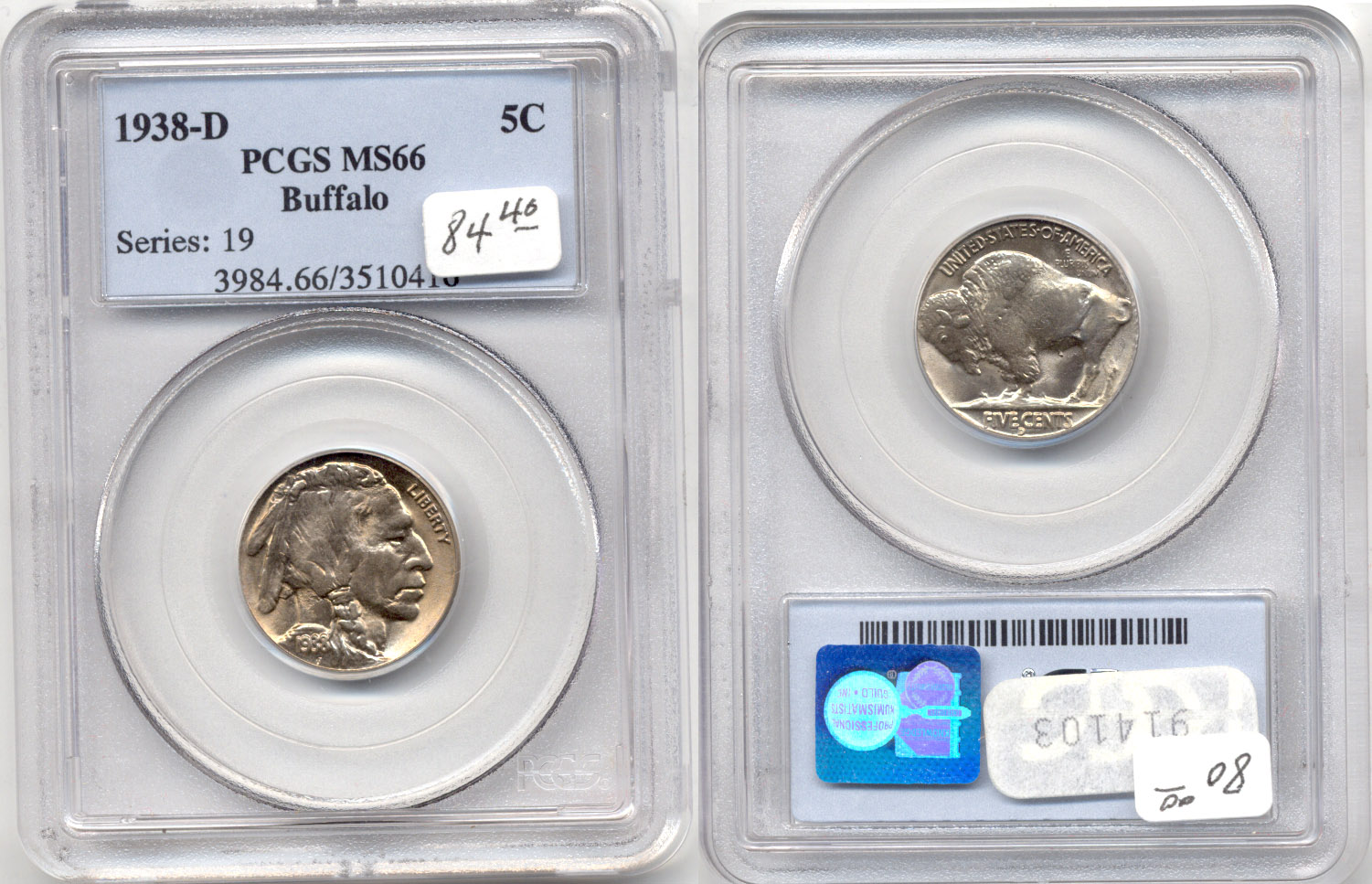 1938-D Buffalo Nickel PCGS MS-66