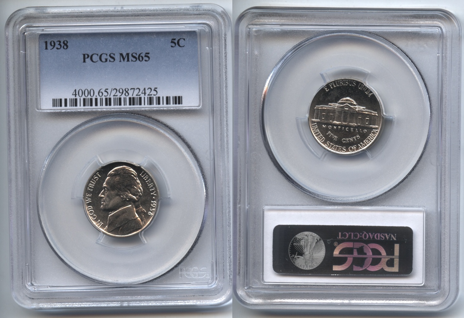 1938 Jefferson Nickel PCGS MS-65