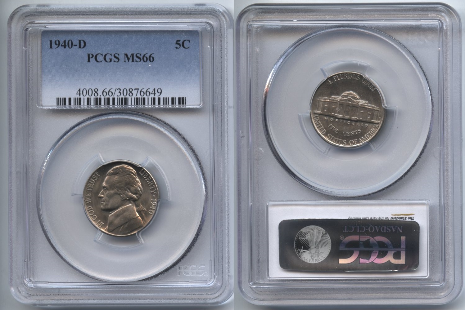 1940-D Jefferson Nickel PCGS MS-66