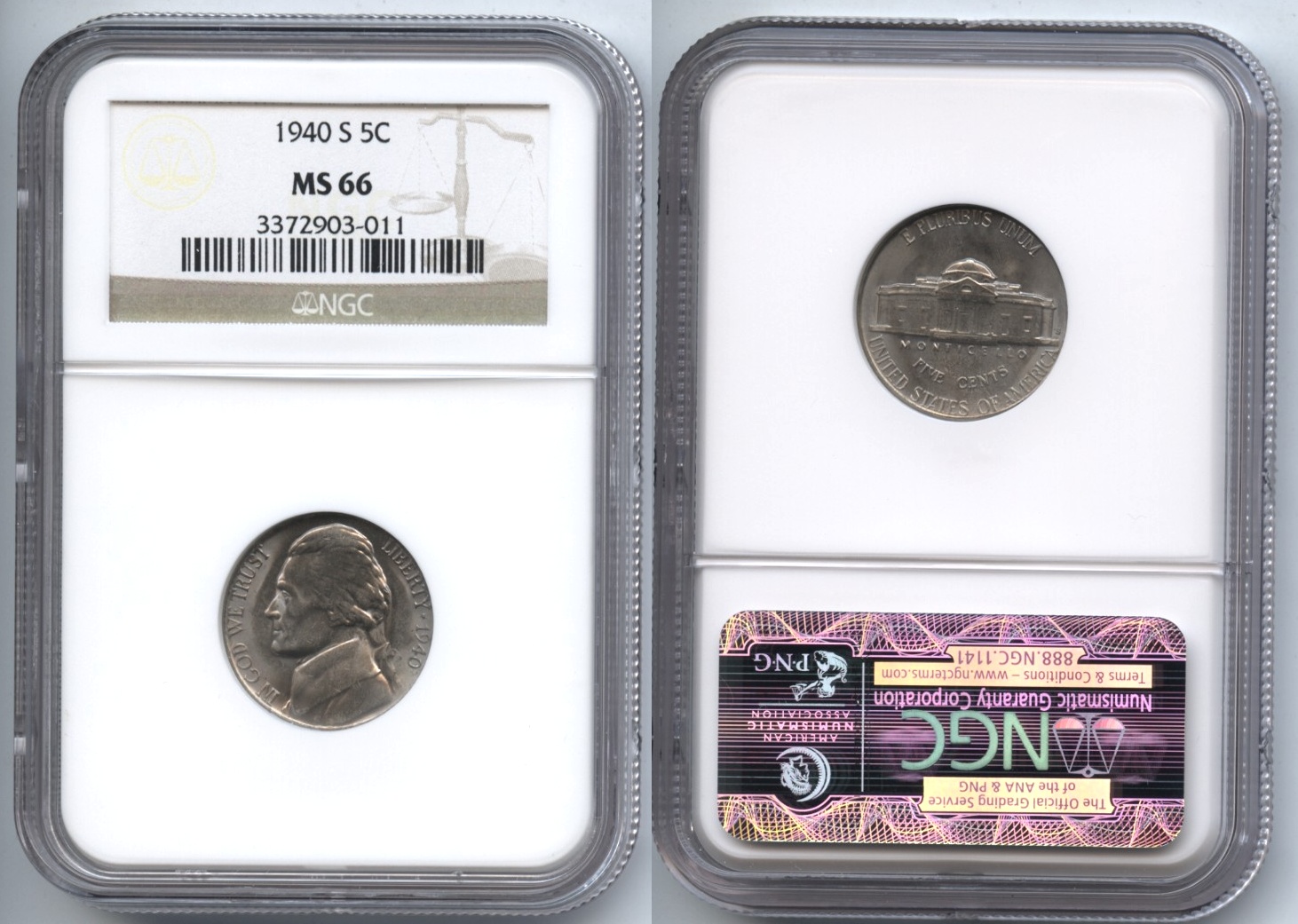 1940-S Jefferson Nickel NGC MS-66