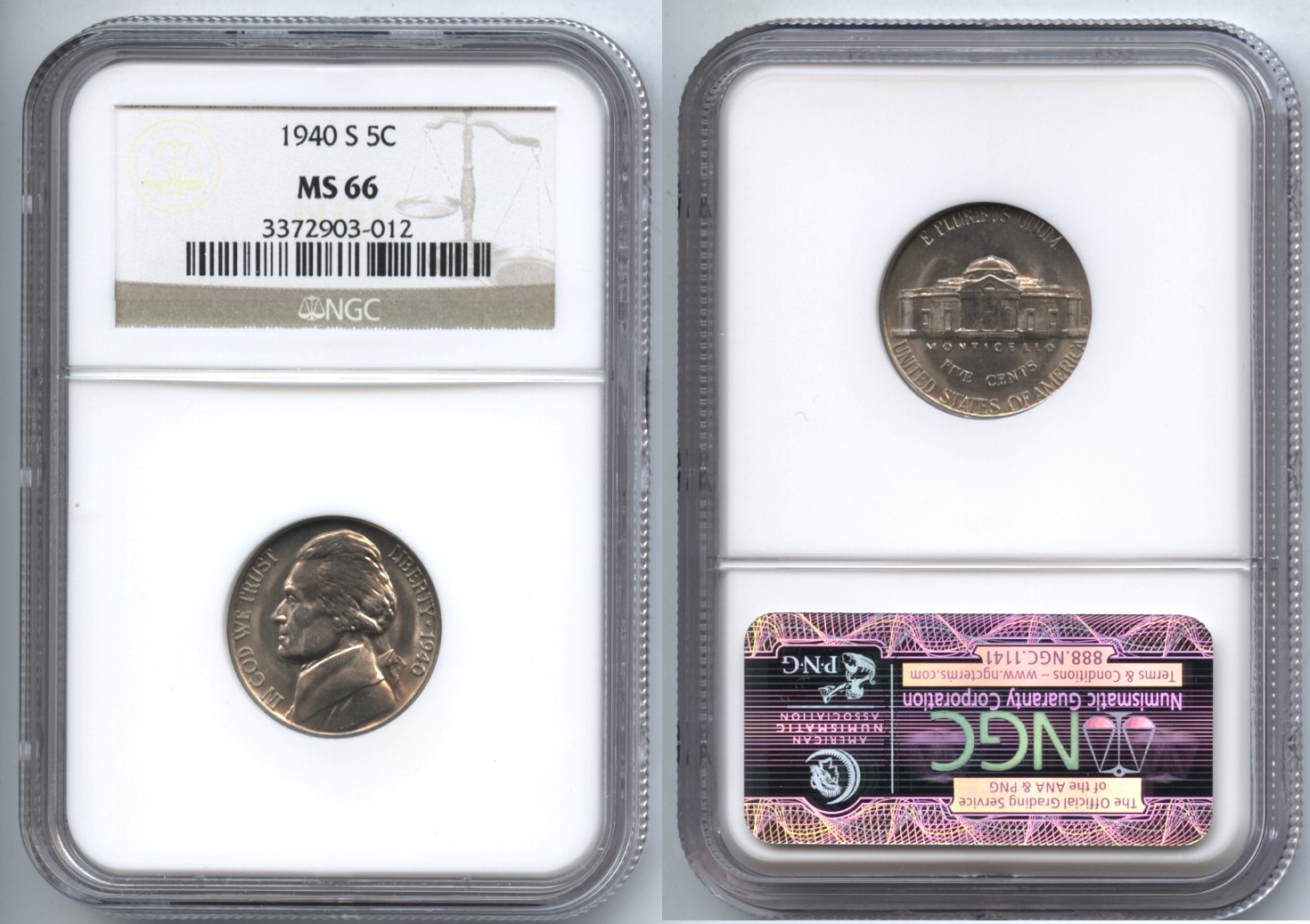 1940-S Jefferson Nickel NGC MS-66 #a