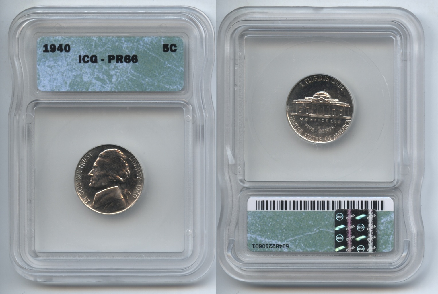 1940 Jefferson Nickel ICG Proof-66