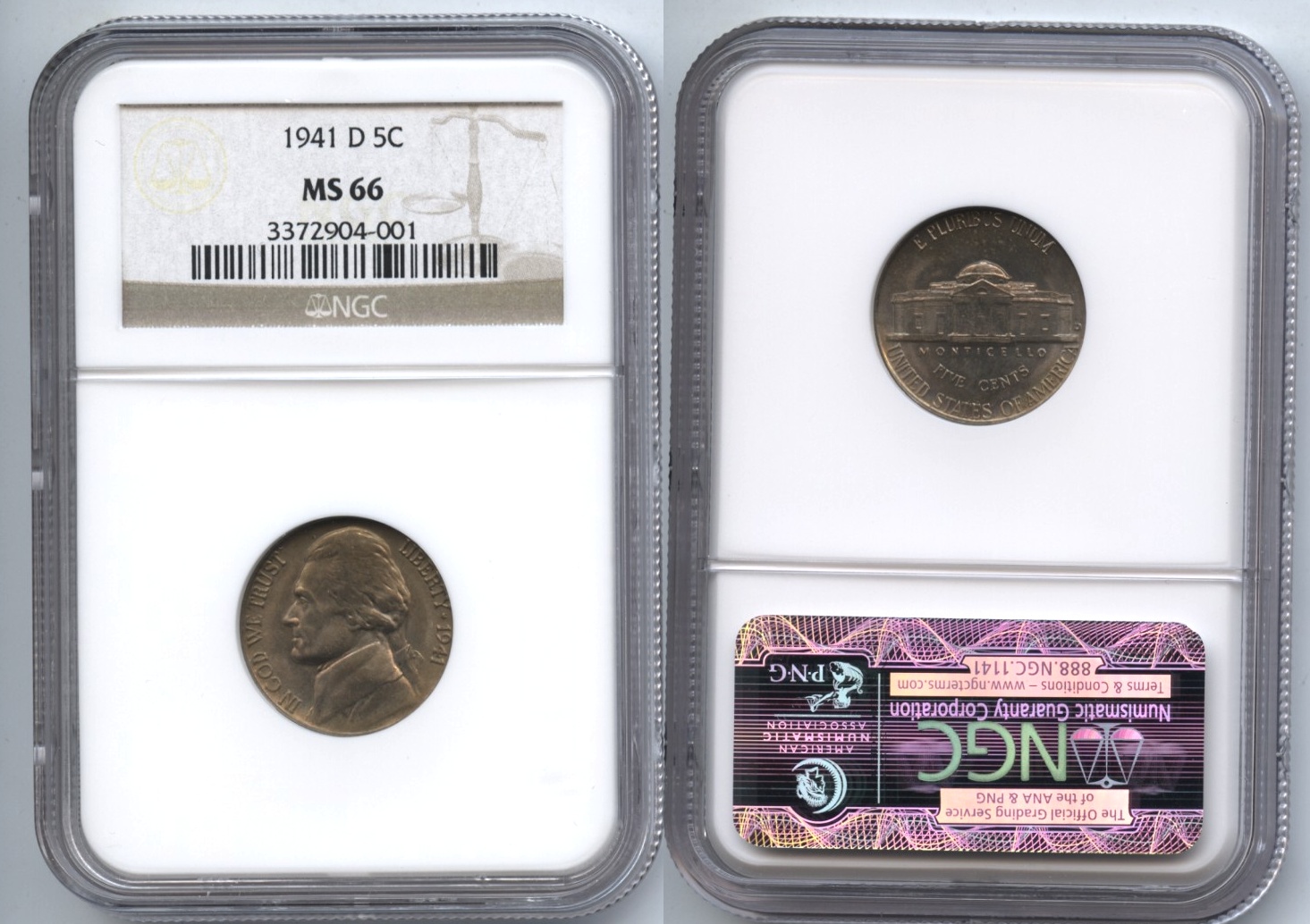 1941-D Jefferson Nickel NGC MS-66