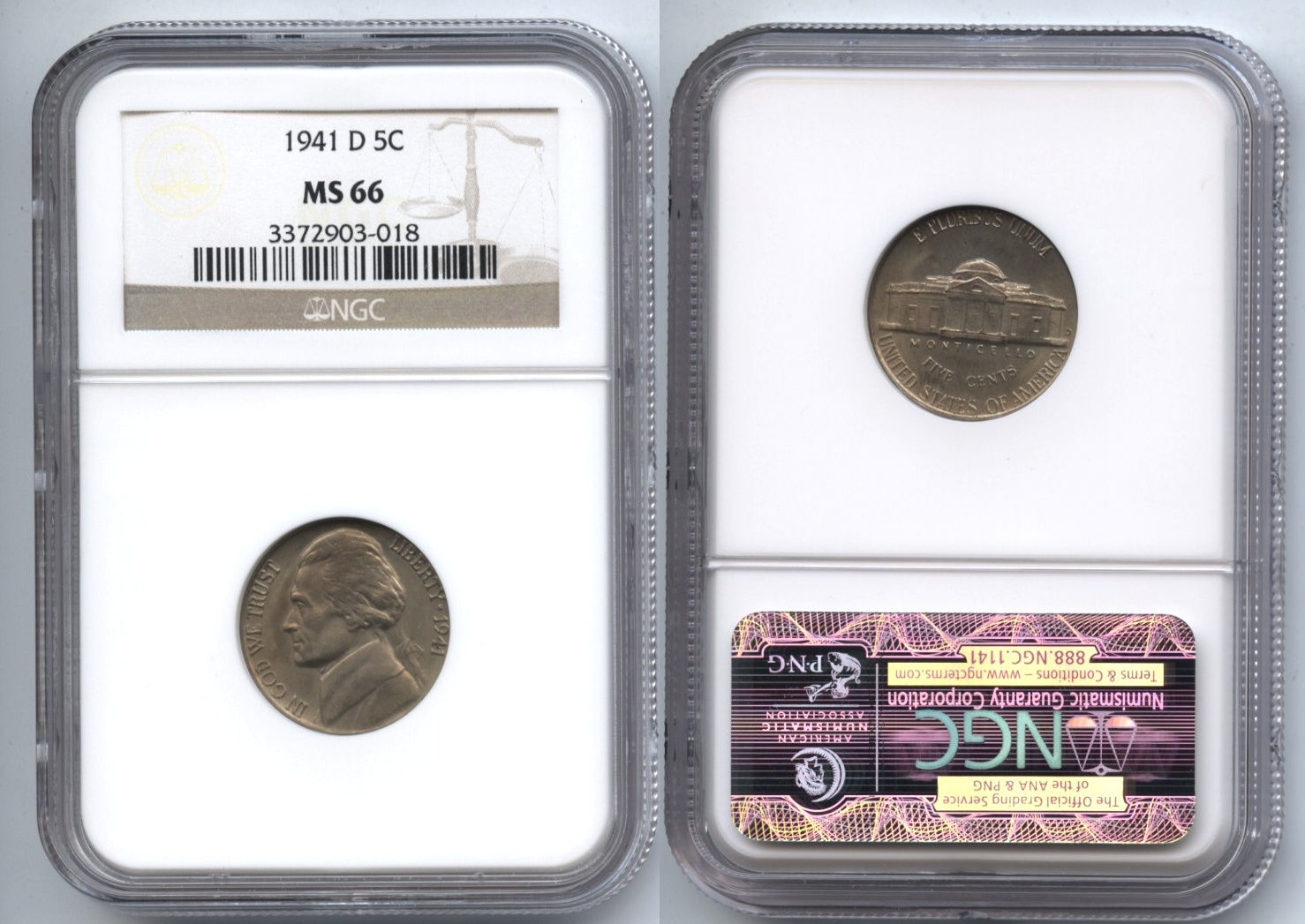 1941-D Jefferson Nickel NGC MS-66 #a