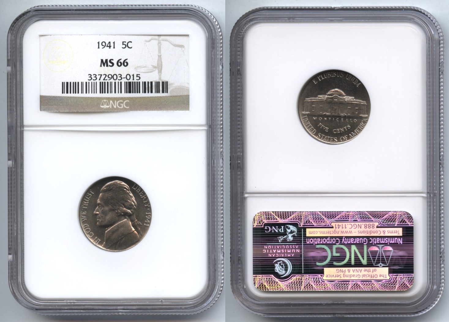 1941 Jefferson Nickel NGC MS-66