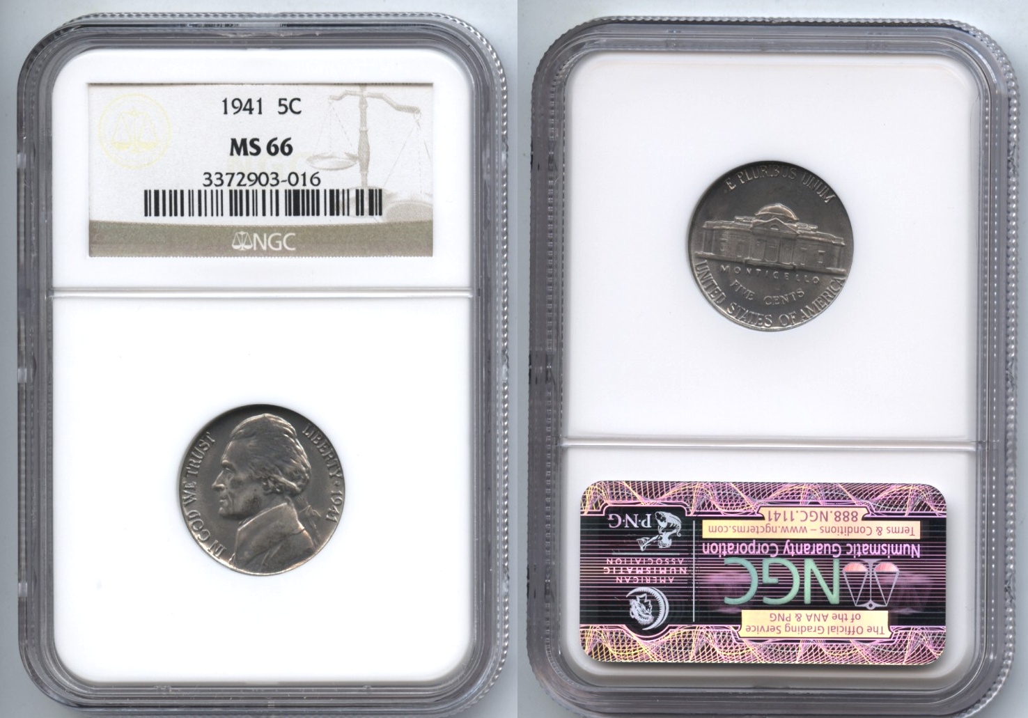1941 Jefferson Nickel NGC MS-66 #a