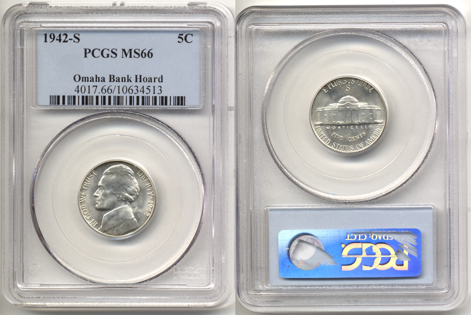 1942-S Jefferson Nickel PCGS MS-66 a