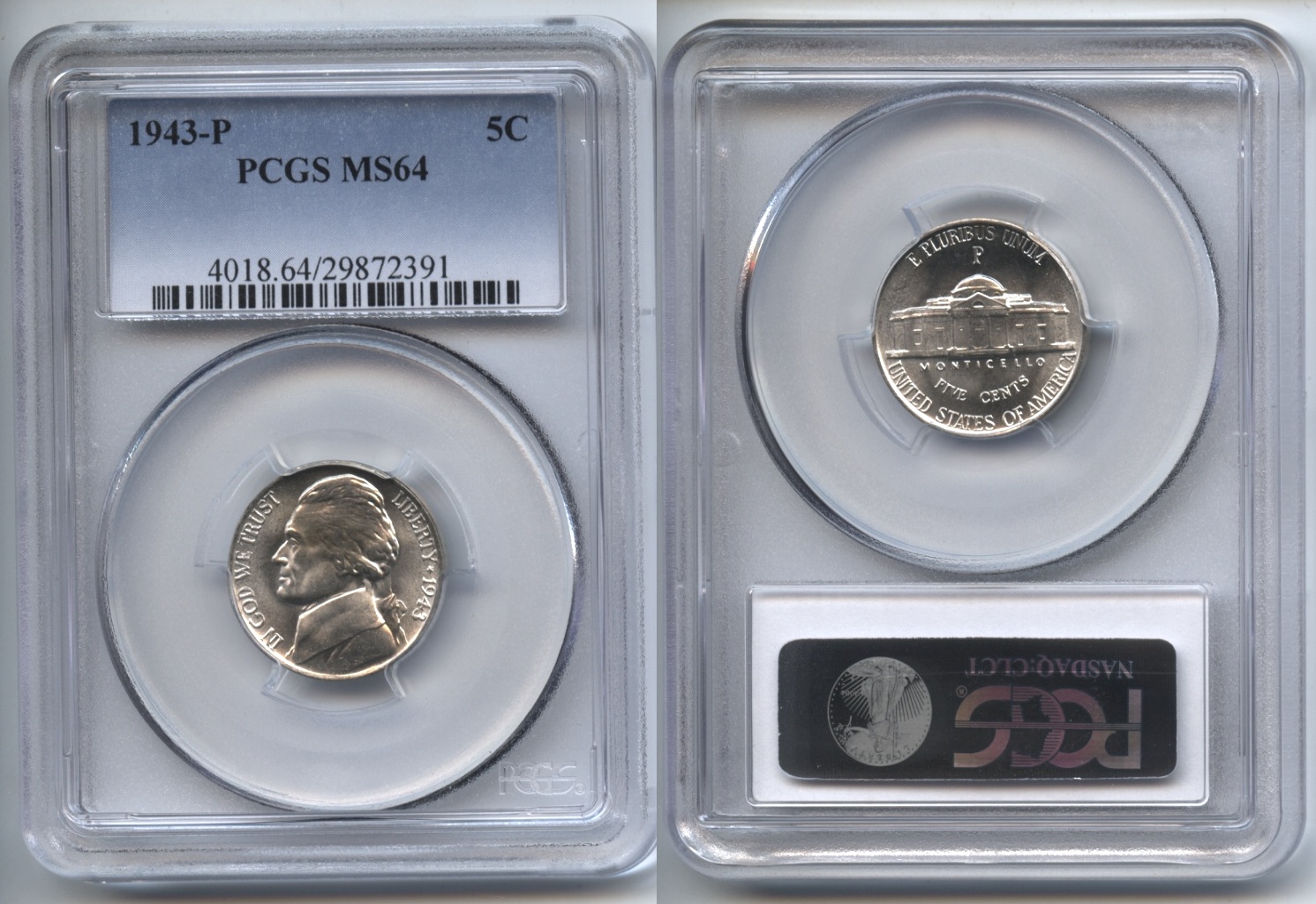 1943-P Jefferson Nickel PCGS MS-64