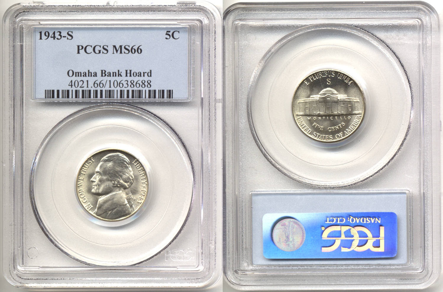 1943-S Jefferson Nickel PCGS MS-66