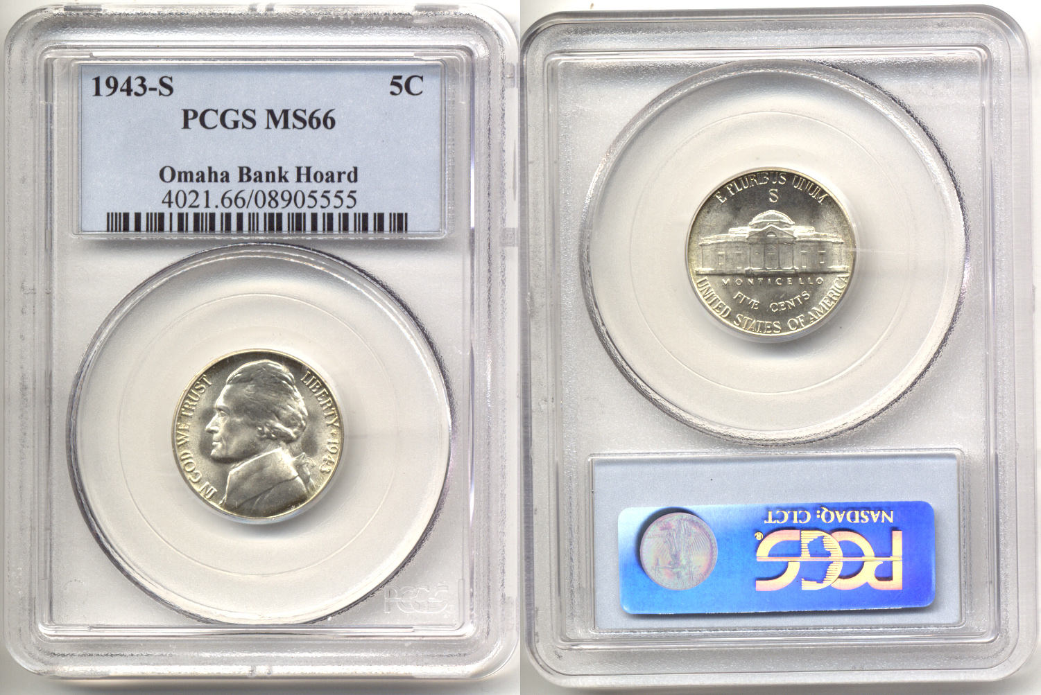 1943-S Jefferson Nickel PCGS MS-66 a