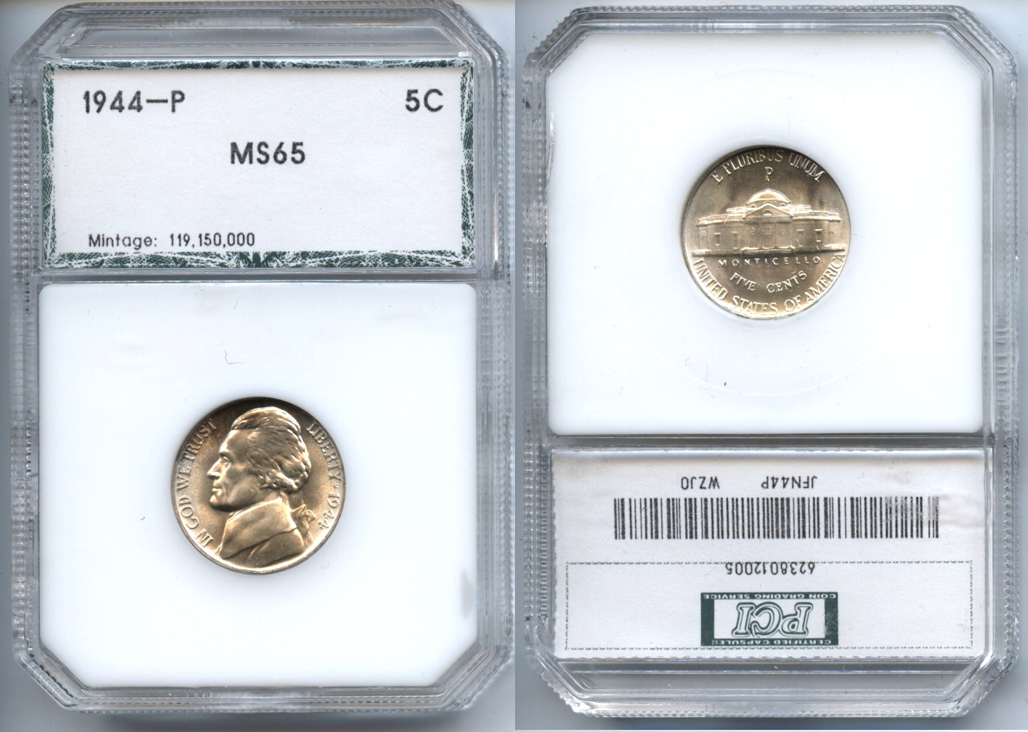 1944-P Jefferson Nickel PCI MS-65