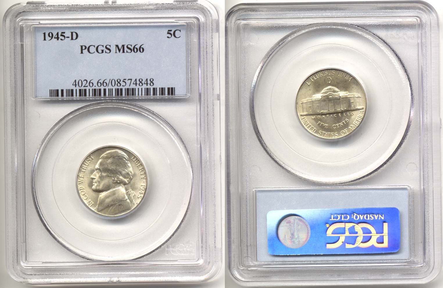 1945-D Jefferson Nickel PCGS MS-66 a