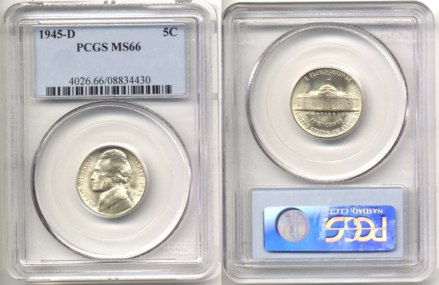 1945-D Jefferson Nickel PCGS MS-66 b