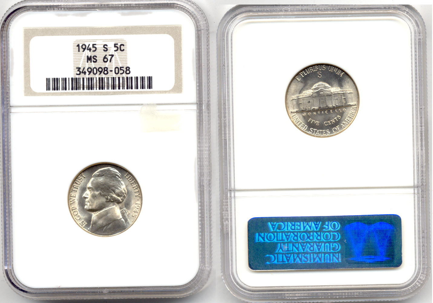 1945-S Jefferson Nickel NGC MS-67 a