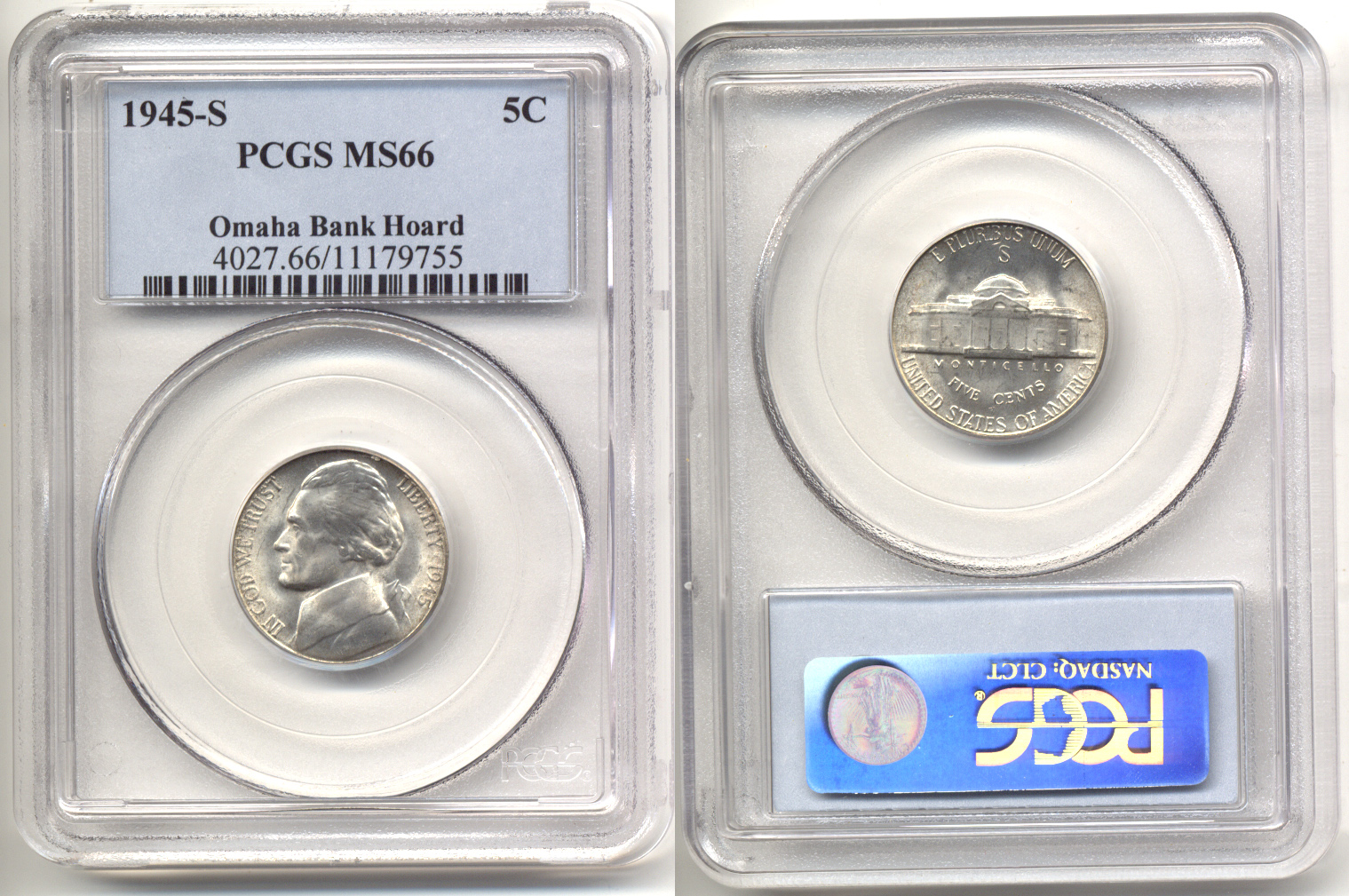 1945-S Jefferson Nickel PCGS MS-66