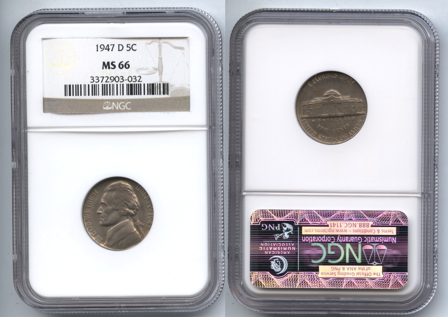 1947-D Jefferson Nickel NGC MS-66