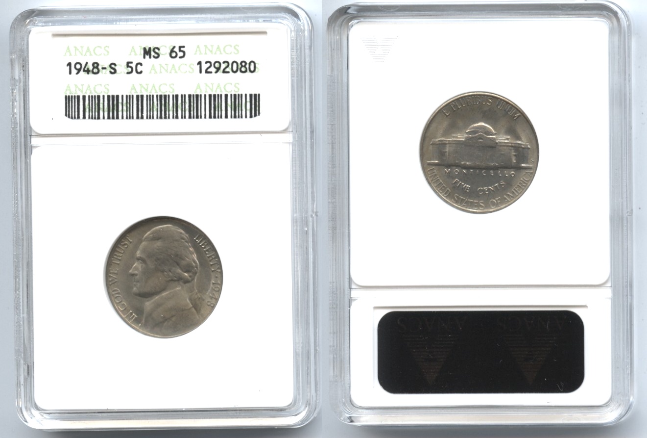 1948-S Jefferson Nickel ANACS MS-65