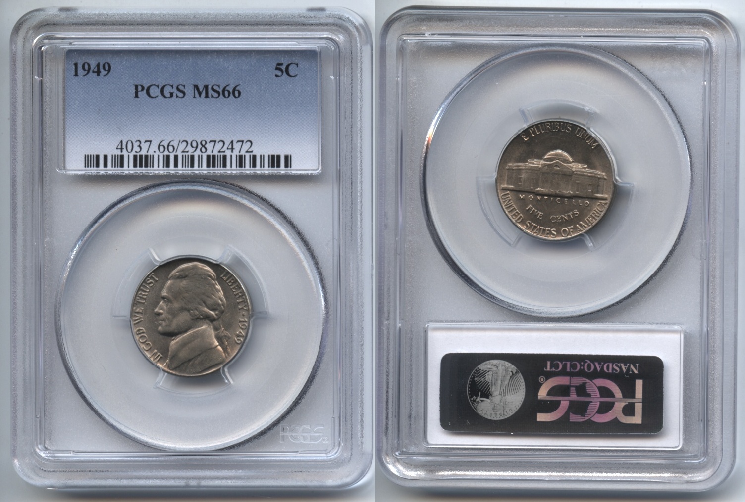 1949 Jefferson Nickel PCGS MS-66