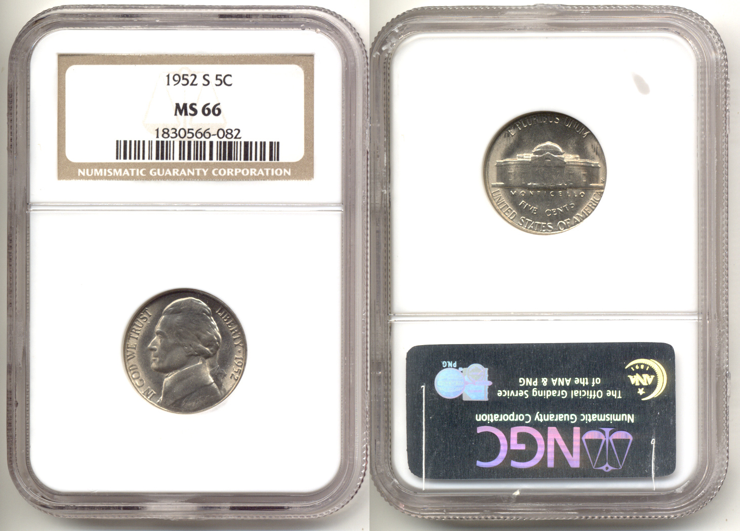1952-S Jefferson Nickel NGC MS-66