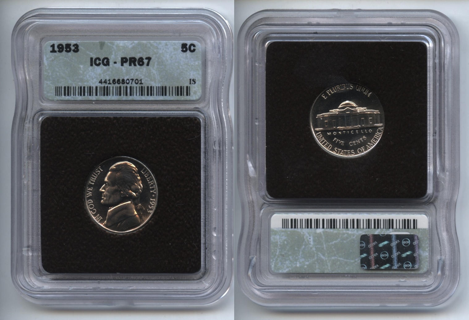 1953 Jefferson Nickel ICG Proof-67