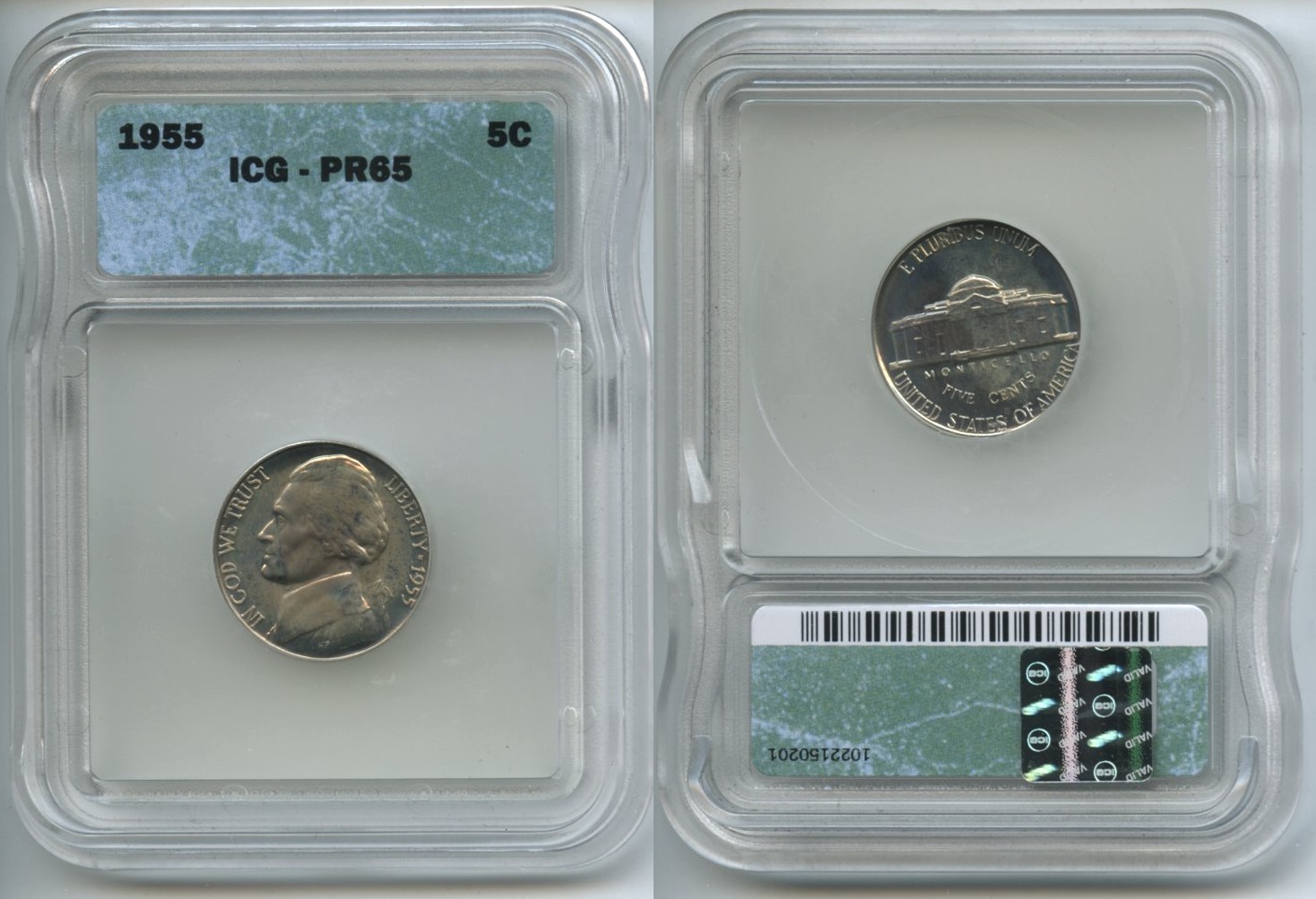 1955 Jefferson Nickel ICG Proof-65
