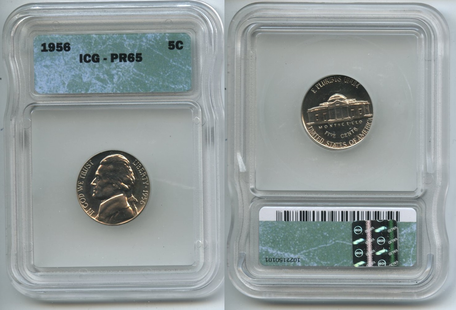 1956 Jefferson Nickel ICG Proof-65