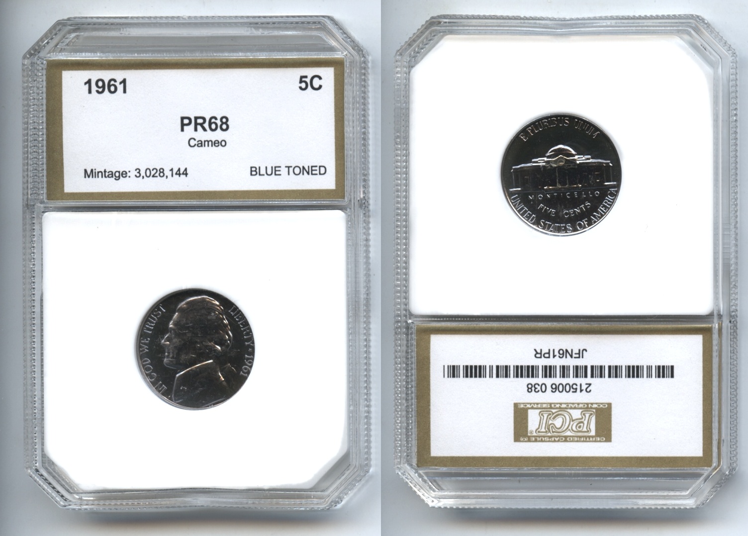 1961 Jefferson Nickel PCI Proof-68