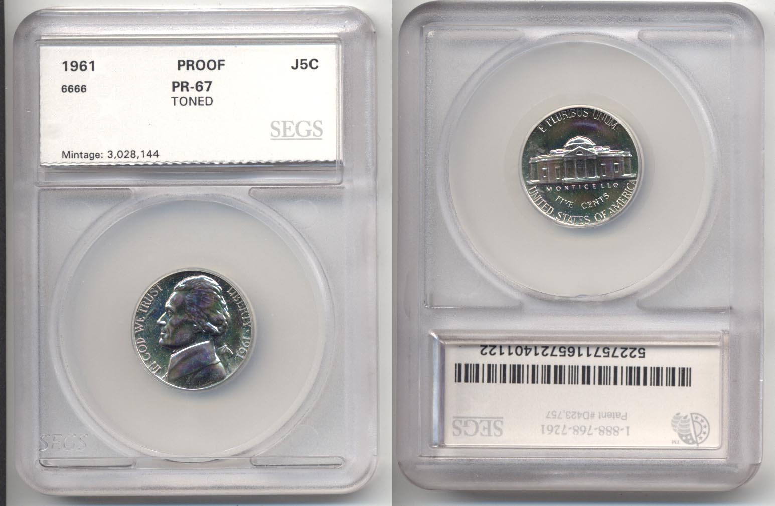 1961 Jefferson Nickel SEGS Proof-67