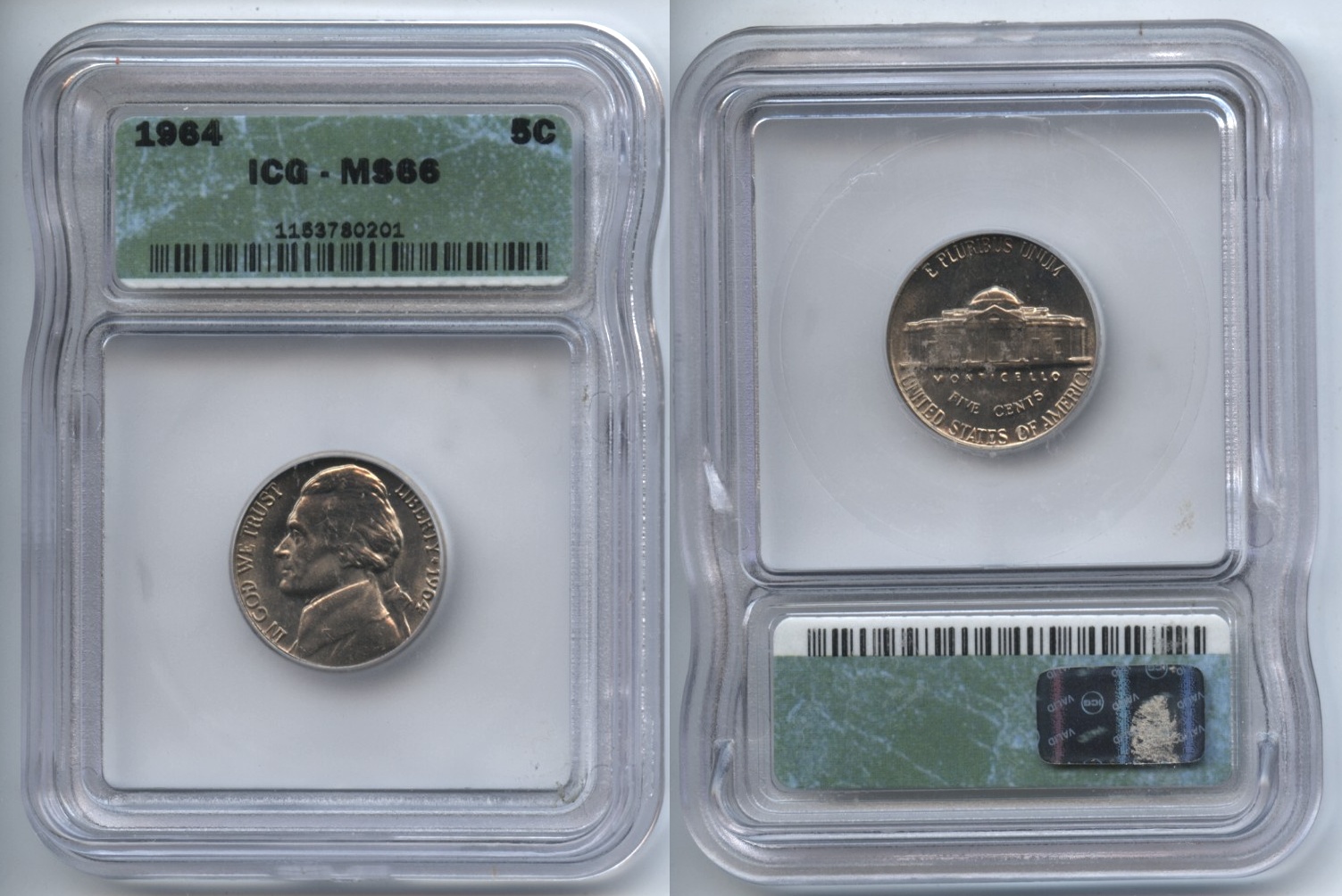 1964 Jefferson Nickel ICG MS-66
