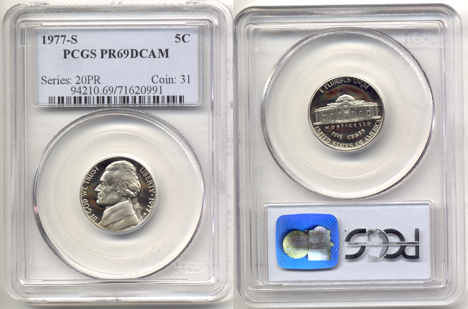 1977-S Jefferson Nickel PCGS Proof-69 Deep Cameo
