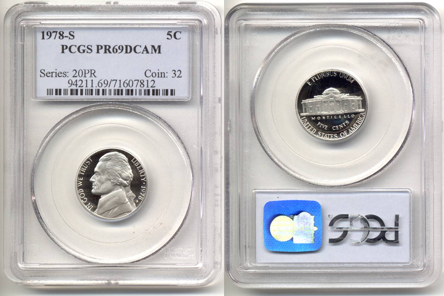 1978-S Jefferson Nickel PCGS Proof-69 Deep Cameo