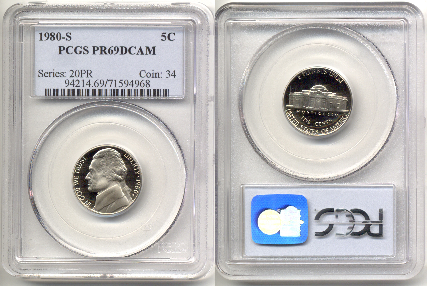 1980-S Jefferson Nickel PCGS Proof-69 Deep Cameo