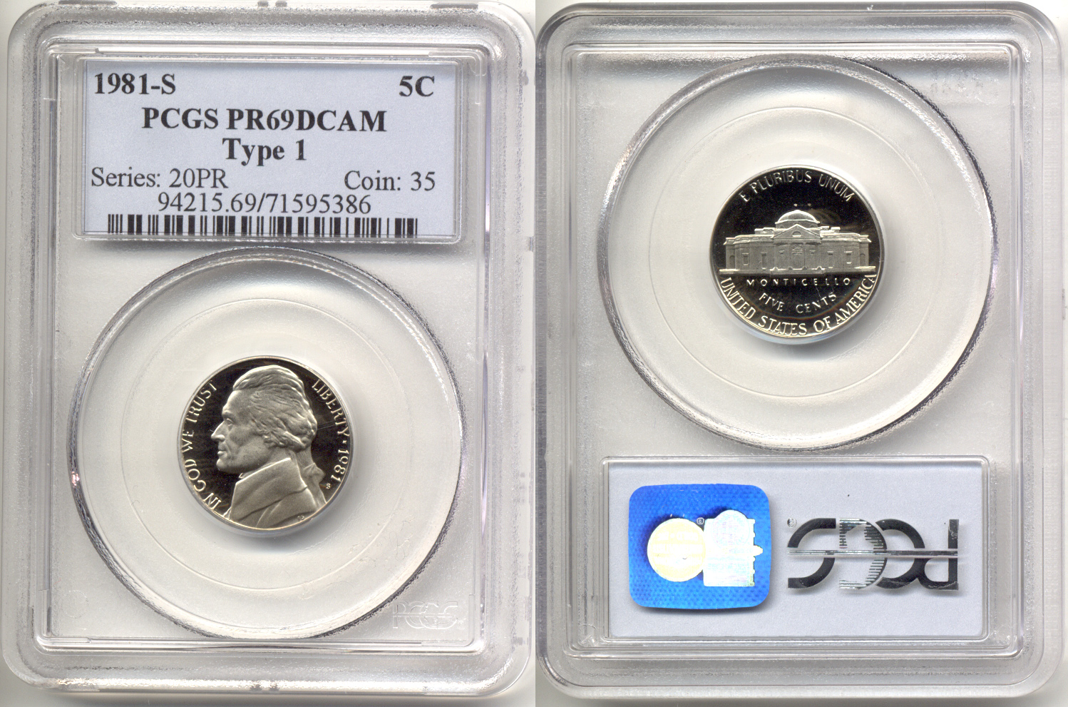 1981-S Type 1 Jefferson Nickel PCGS Proof-69 Deep Cameo