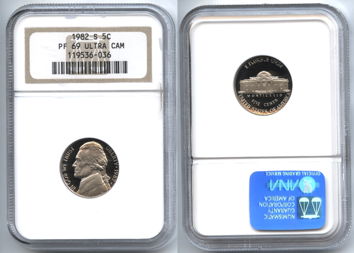 1982-S Jefferson Nickel NGC Proof-69 Ultra Cameo