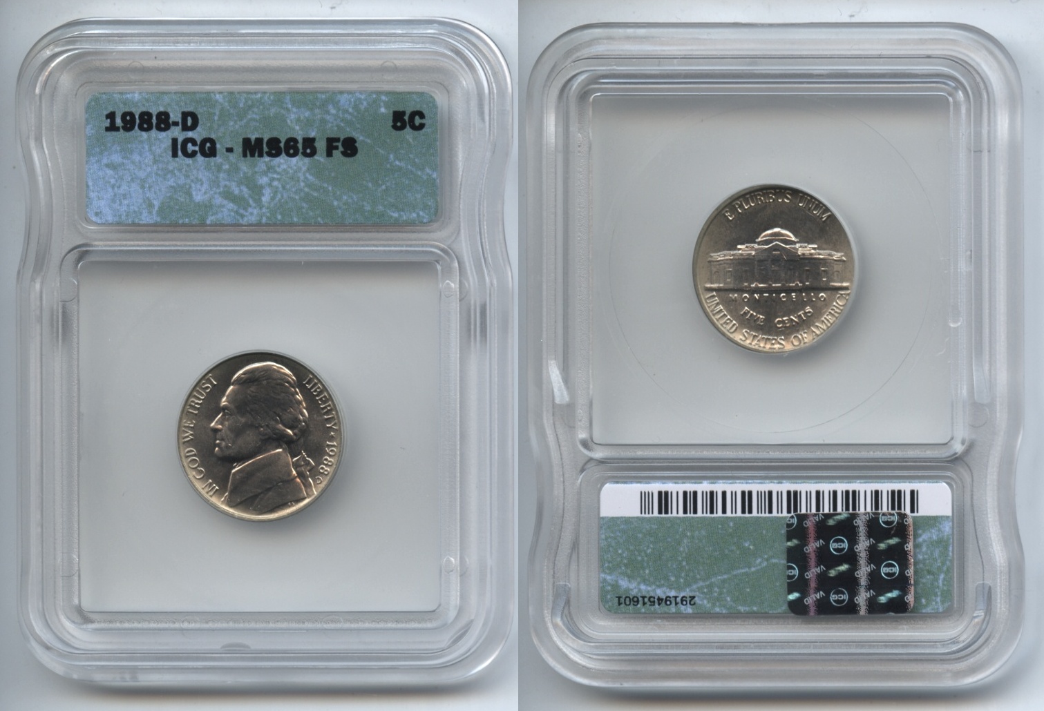 1988-D Jefferson Nickel ICG MS-65 Full Steps