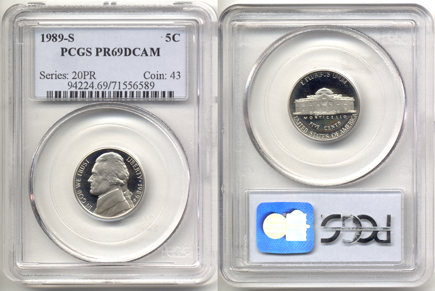 1989-S Jefferson Nickel PCGS Proof-69 Deep Cameo