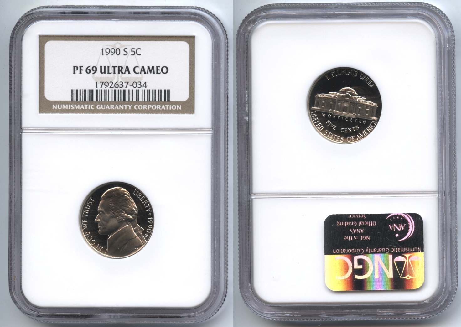1990-S Jefferson Nickel NGC Proof-69 Ultra Cameo