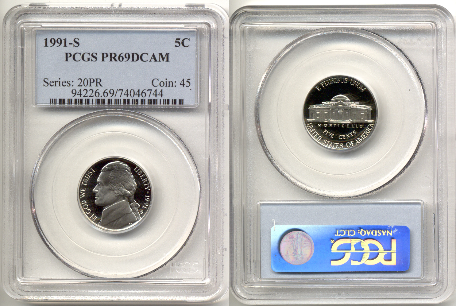 1991-S Jefferson Nickel PCGS Proof-69 Deep Cameo