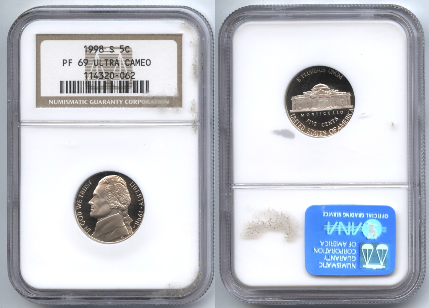 1998-S Jefferson Nickel NGC Proof-69 Ultra Cameo #a