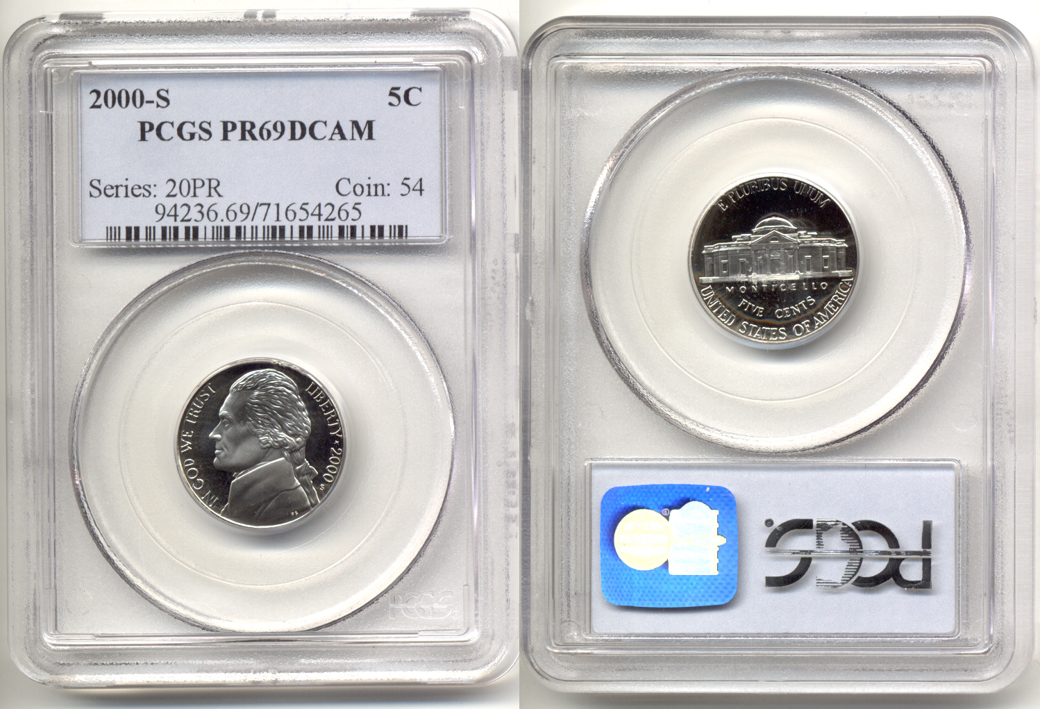 2000-S Jefferson Nickel PCGS Proof-69 Deep Cameo
