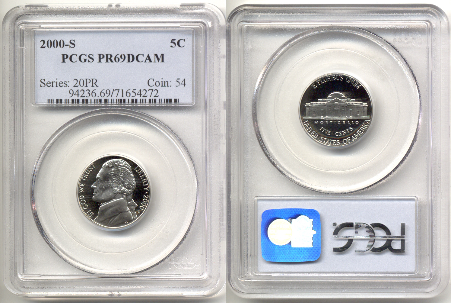2000-S Jefferson Nickel PCGS Proof-69 Deep Cameo a