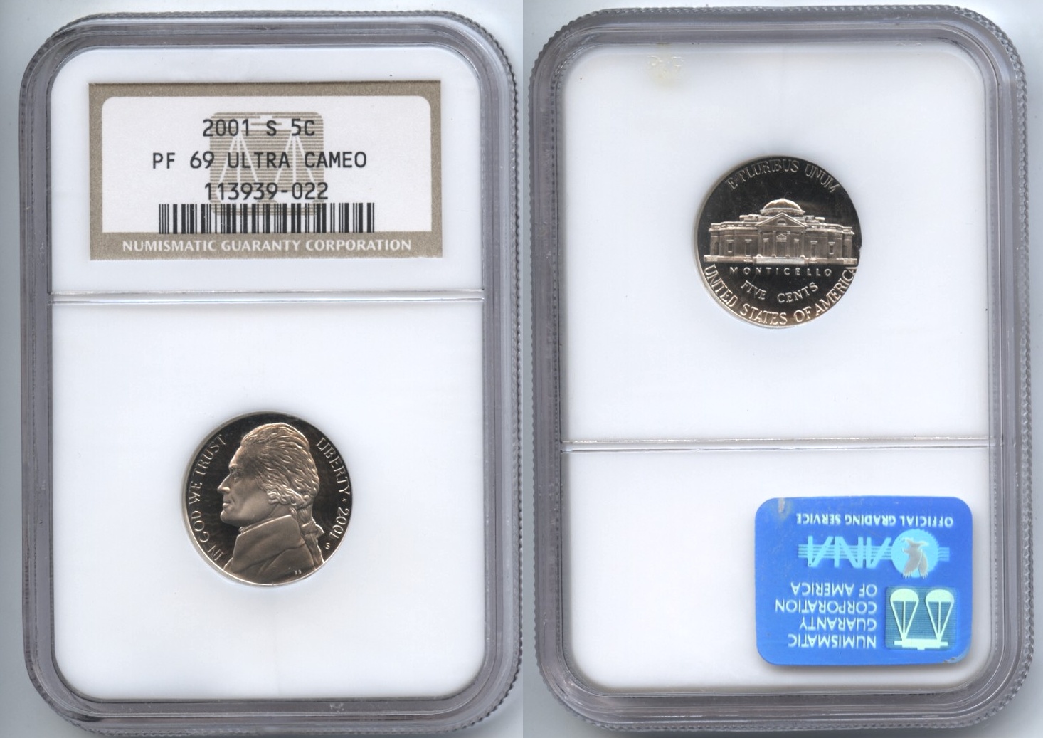 2001-S Jefferson Nickel NGC Proof-69 Ultra Cameo