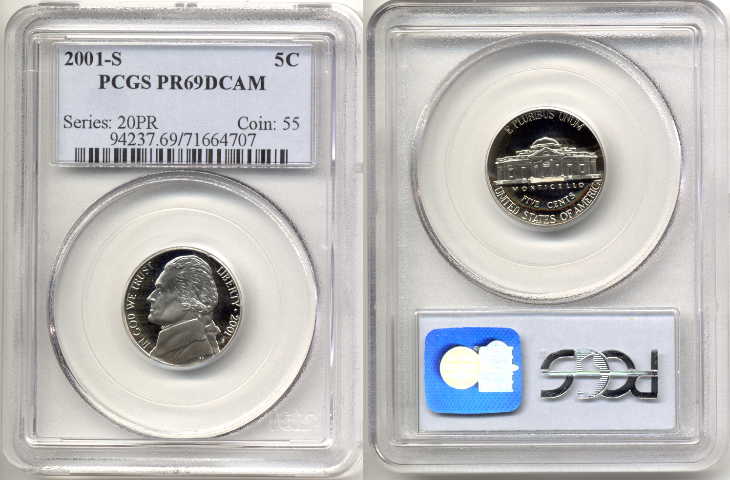 2001-S Jefferson Nickel PCGS Proof-69 Deep Cameo