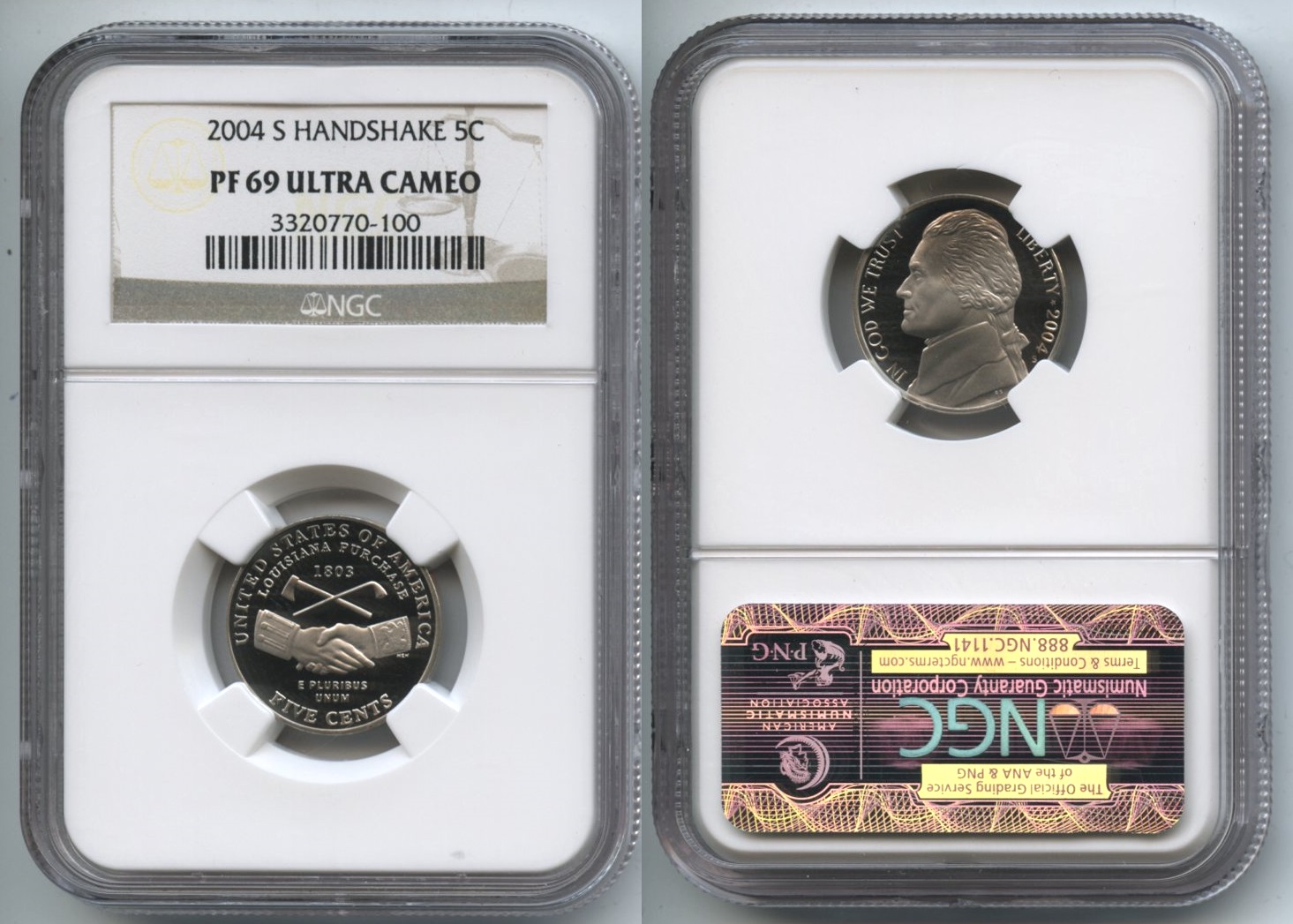 2004-S Handshake Jefferson Nickel NGC Proof-69 Ultra Cameo