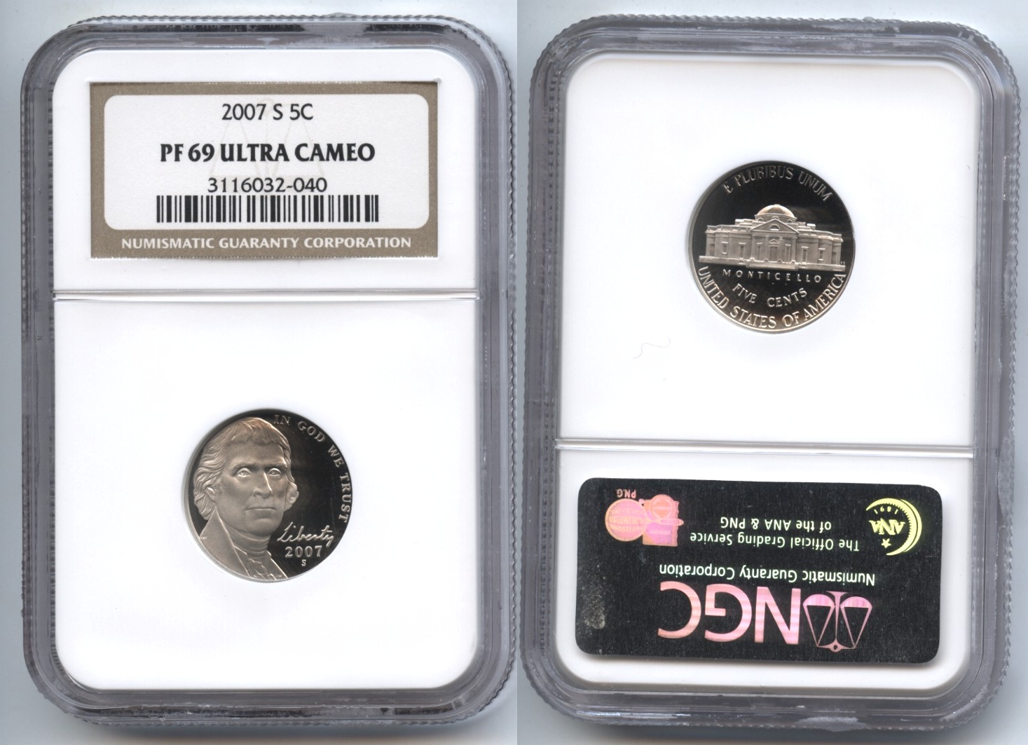 2007-S Jefferson Nickel NGC Proof-69 Ultra Cameo #a