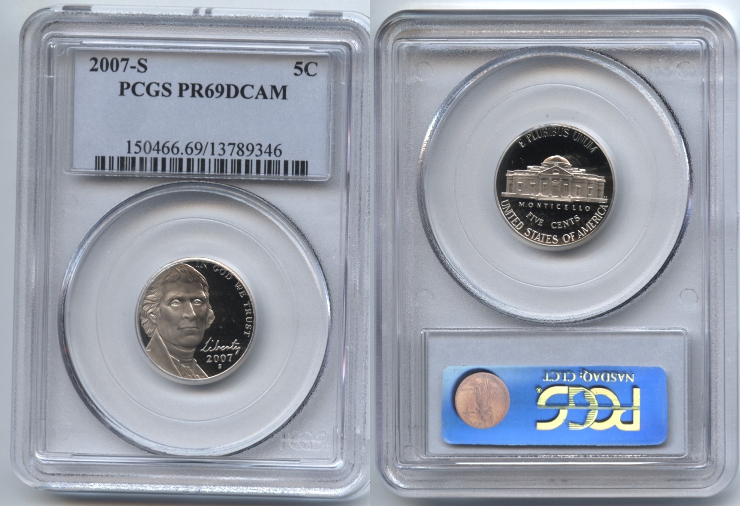 2007-S Jefferson Nickel PCGS Proof-69 Deep Cameo
