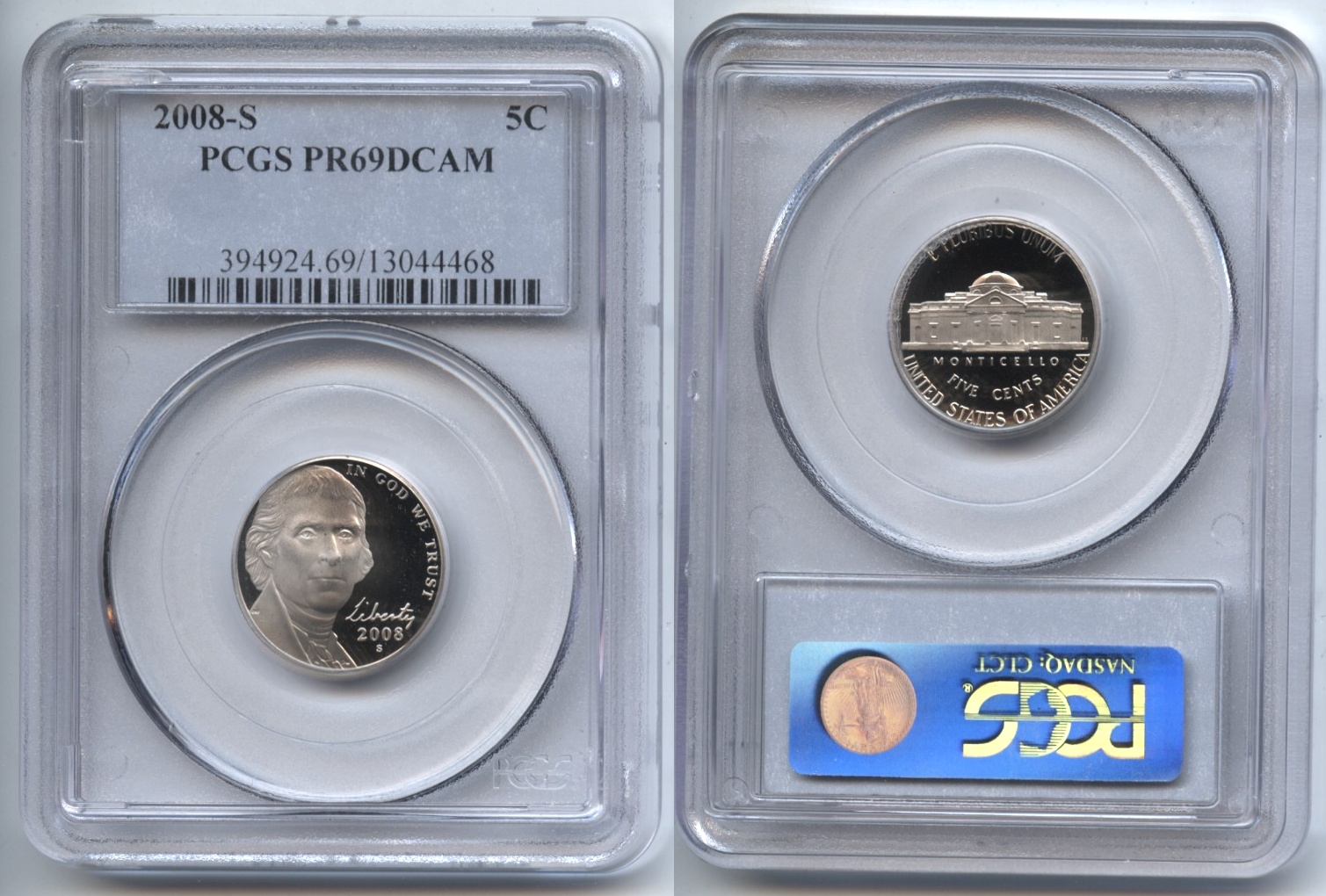 2008-S Jefferson Nickel PCGS Proof-69 Deep Cameo #a