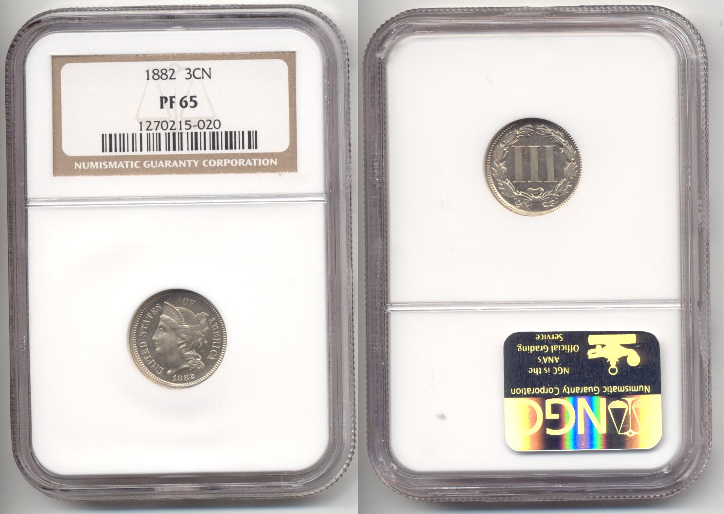 1882 Three Cent Nickel NGC Proof-65